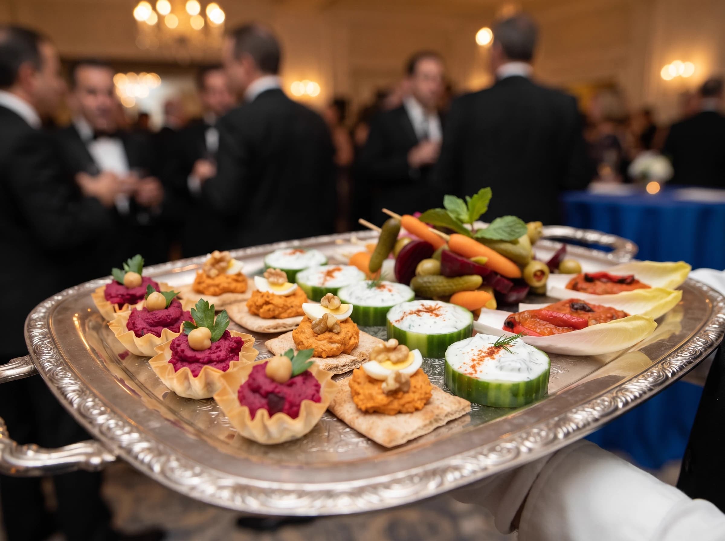 Appetizers presented for a corporate event
