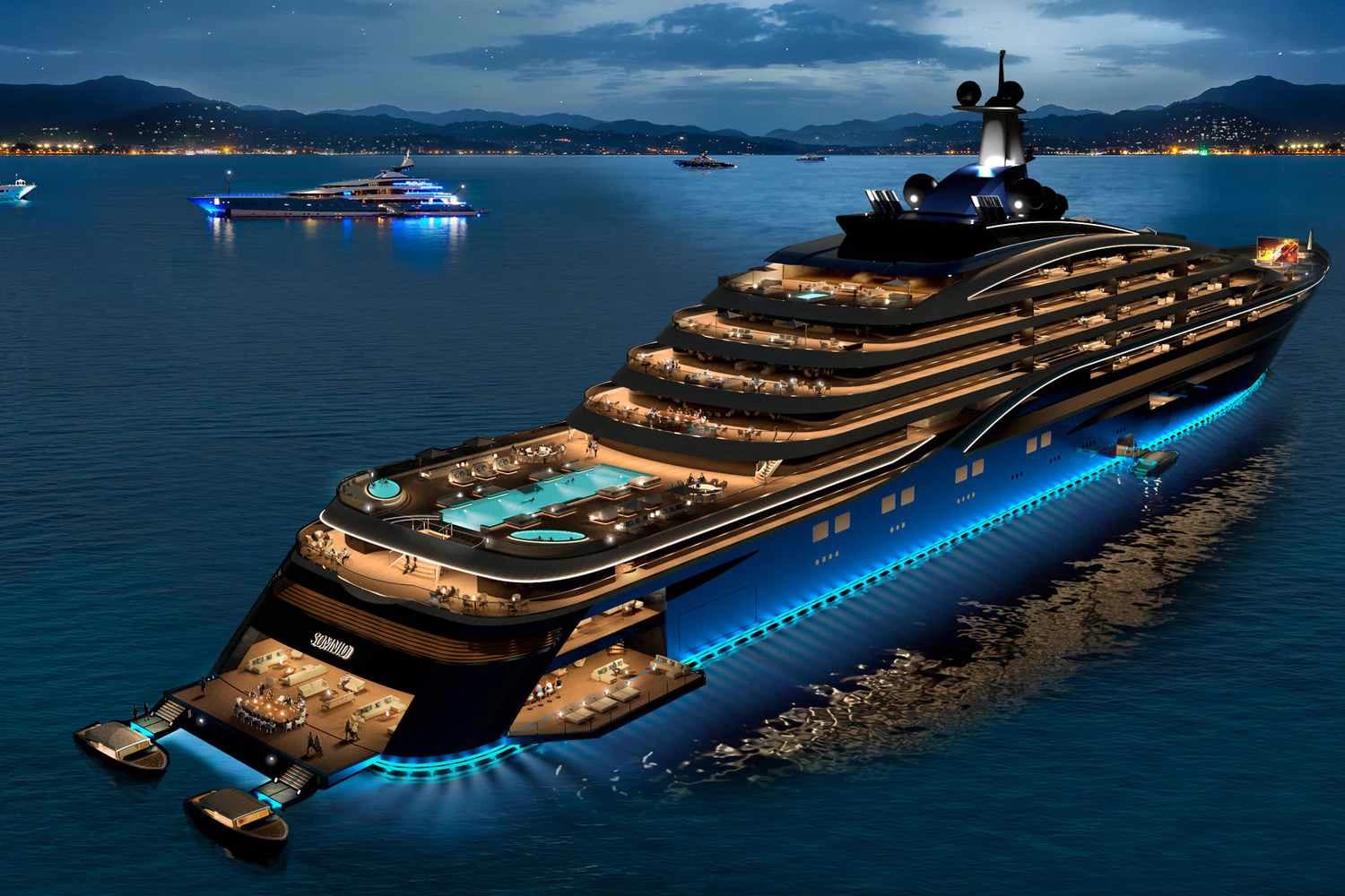 Luxury yacht supported by marine catering services